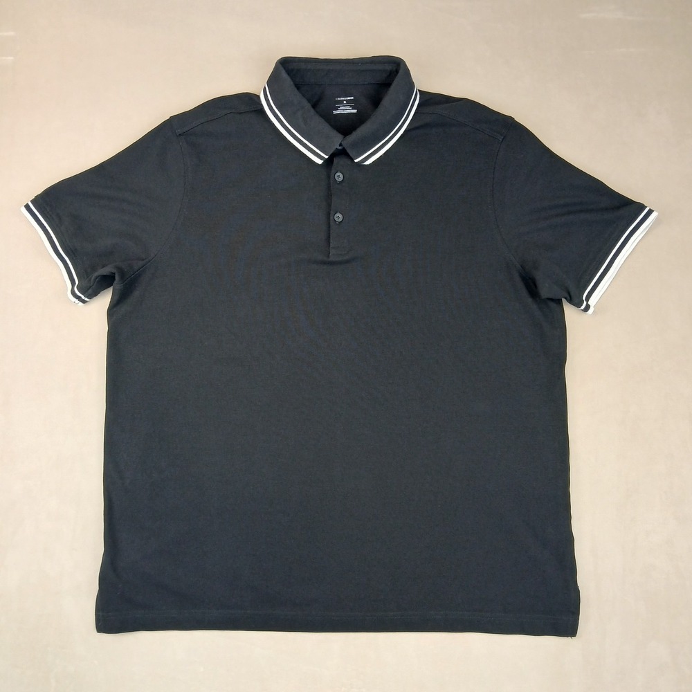 14th & Union XL Mens Polo Shirt Black 23x27 Knit Contrast Trim